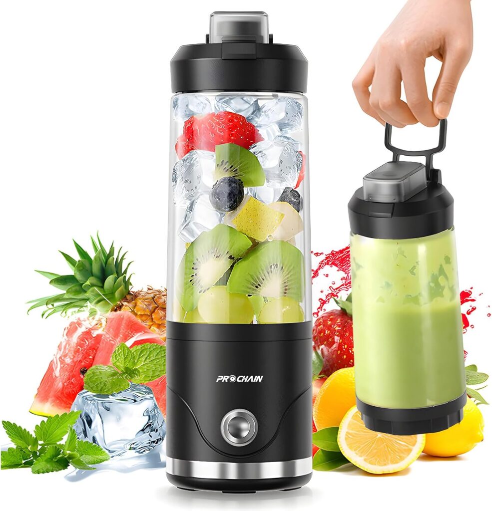 PROCHAIN Portable Blender, 22oz Cordless Personal Blenders, Electric USB Rechargeable Juicer, Smoothies, Ice Crush, Travel, Protein Shakes Cup, BPA-Free, Dishwasher Safe