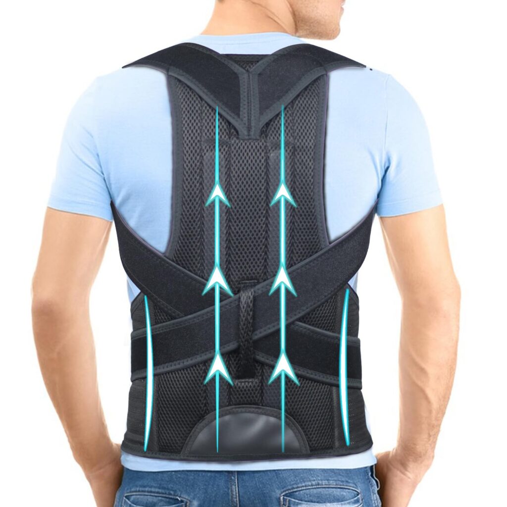 PAZAPO Posture Corrector for Men and Women – Back Brace Full Back Support Straightener for Hunchback – Upper and Lower Lumbar to Relieve,Large(33-37 Inches)