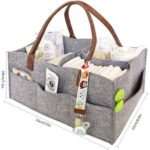 Large Baby Diaper Caddy Organizer – Nursery Storage Bag with Adjustable Compartments | Eco-Friendly Felt, Soft Handles & Shoulder Strap | Includes Waterproof Changing Pad – Perfect for New Parents