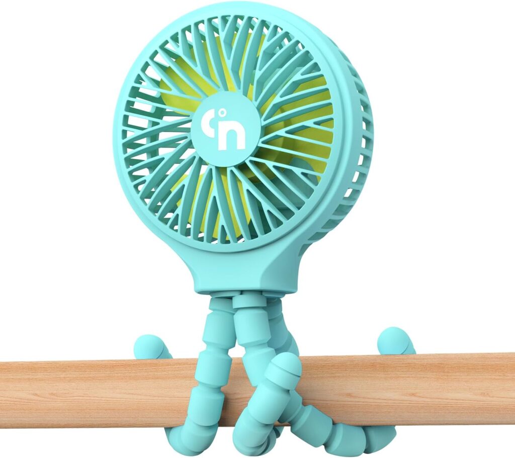 WiHoo Portable Stroller Fan Clip On for Baby Rechargeable Car Seat Fan,3 Speeds Battery Operated Baby Fan,USB Personal Fan for Stroller Crib Treadmill and Travel (Blue)