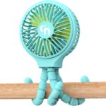 WiHoo Portable Stroller Fan Clip On for Baby Rechargeable Car Seat Fan,3 Speeds Battery Operated Baby Fan,USB Personal Fan for Stroller Crib Treadmill and Travel (Blue)