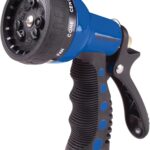 Dramm® Revolver Heavy Duty 9-Pattern Garden Hose Nozzle – Adjustable Metal Spray Gun with Thumb-Control Flow & Ergonomic Grip – Blue