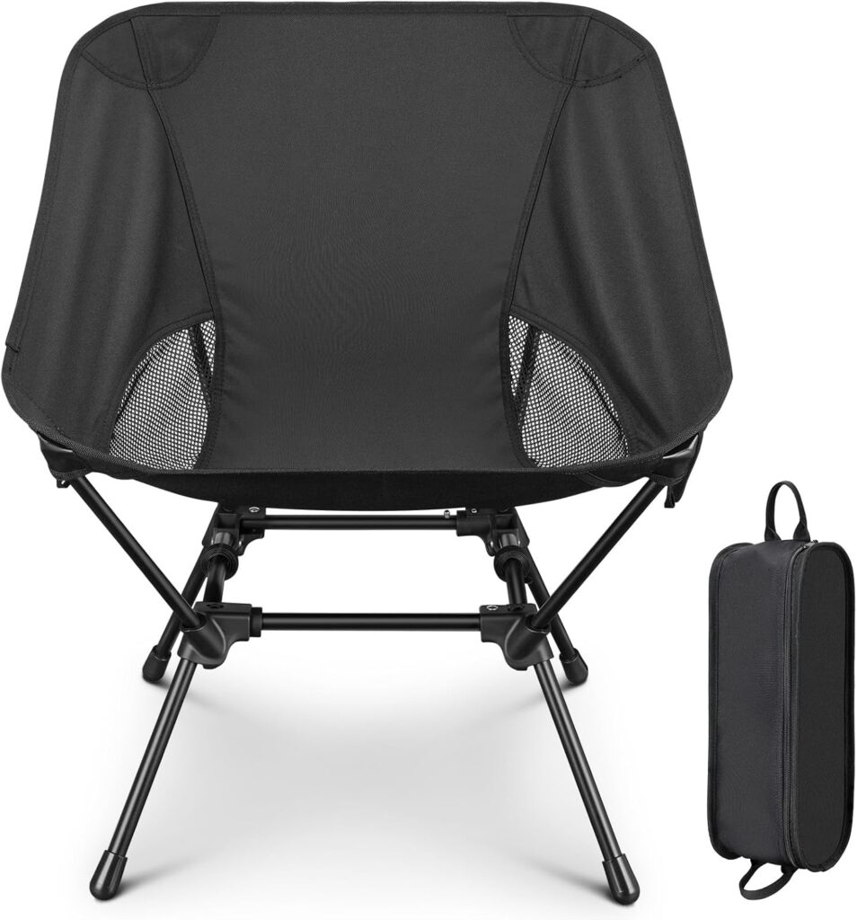CVLIFE Camping Chair Portable Folding Backpacking Chair for Outside Hunting Fishing Hiking Black