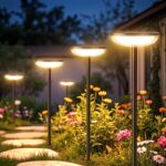 Solar Pathway Lights Outdoor, 6 Pack 27” Tall Solar Garden Lights Outdoor Waterproof Bright Up to 12 Hrs, Round Garden Light for Yard Flower Bed Patio Path Walkway Driveway Outside Decor