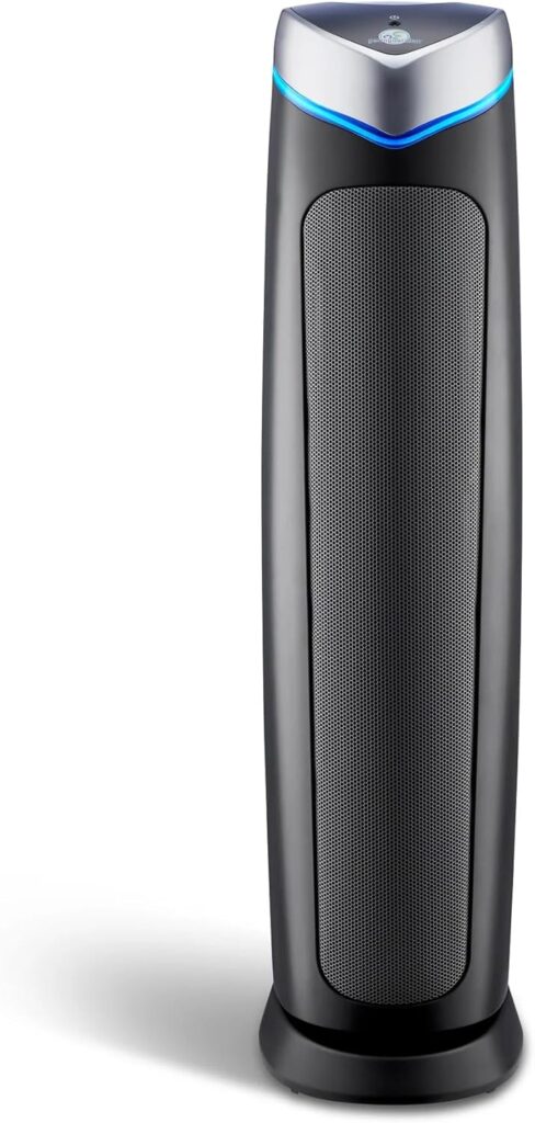 GermGuardian 5-In-1 HEPA Air Purifier for Home, Large Rooms Up To 915 Sq. Ft. with HEPA Pet Air Filter, UV-C Light & Odor Reduction, AC5250PT, 28″ Tower, Gray