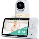 Babysense Prisma Baby Monitor with Camera and Audio, 5” HD Video Baby Monitor, 6-Color Night Light, Split Screen, Baby Sound Machine with White Noise & Lullabies, Secure No WiFi