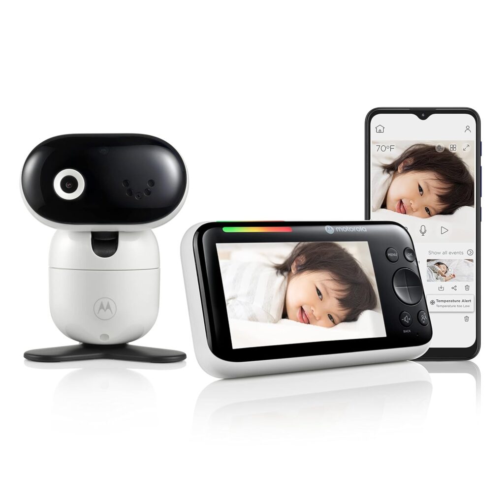 Motorola Nursery PIP1610 HD Connect Baby Monitor Camera, 5″, WiFi, Wall Mount, 1080p, 1000ft Range, 2-Way Audio, Pan/Tilt/Zoom, Room Temp, Lullabies