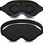 Sleep Mask Contoured for Women and Men No Pressure 3D Eye Mask for Sleeping Adjustable Soft Blindfold (Black)
