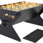 GasOne 15” Portable Charcoal Grill – Foldable BBQ Grill – Camping Grills for Backyard, Bonfire, Patio – Heavy-Duty Portable Fire Pit – Camp Cooking Gear