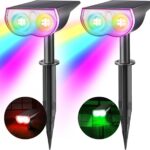 Consciot Solar Spot Lights Outdoor, Halloween Decorations 22 LEDs IP67 Waterproof Color Changing Solar Outdoor Lights, 8 Colors, 2-in-1 Adjustable Wall Lights for Garden Yard Pathway, 2 Pack(RGB)