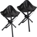 2PCS Portable Folding Camping Stool,Travel Outdoor Tripod Seat,Black Folding Camping Chairs for Camping Party Picnic Beach Garden Lawn Walking Hiking