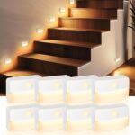 8 Pack Motion Sensor Stair Light for Indoor, Battery Operated Closet Lights, Wireless Stick on Anywhere Hallway Lamp, Portable Led Night Lamps for Bedroom Under Cabinet Kitchen, Always-On Sensor