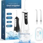 Water Flosser & Dental Pick for Teeth – 350ML Portable Oral Irrigator Tank Removable IPX7 Waterproof Home Travel Teeth Cleaner Professional Electric Flossing Machine (White)