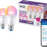 WiZ Connected Smart Light Bulbs, Sunset to Sunrise Automation + Motion Detection + Control with Voice or App, Full Color A19 60W 800LM Indoor, Matter Compatible -3 Pack