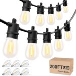 Svater Outdoor String Lights 200 FT, Patio Lights for Outside with Shatterproof LED Bulbs, Waterproof IP65 Commercial Hanging Light for Backyard Porch Balcony Bistro Party, 2700K