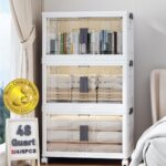 OlarHike 144QT Lockable Storage Bins with Lids – Folding Storage box with Doors and Wheels, Collapsible Plastic Storage Bins for Closets, Stackable Storage Organizer, Storage Containers, 3 Pack Cubes