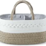 PandaEar Baby Diaper Caddy Organizer, Portable Nursery Storage Basket Cotton Rope Diaper Caddy for Baby Shower Gifts Newborn Infants -Brown