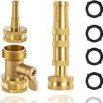 Heavy-duty brass hose nozzle 3-piece set,adjustable nozzle spray, with valve control, suitable for gardens, lawns, car cleaning and terraces | additional 4 anti-gaskets