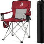 Elevon Camping Chair, Portable Folding Outdoor Chair with Arms, Cup Holder and Carry Bag