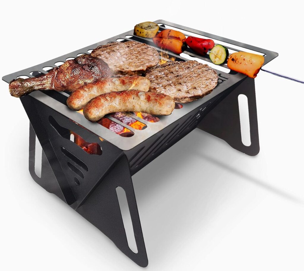 Charcoal Grill, Portable BBQ Smoker – Lightweight Tabletop Outdoor Grill for Camping, Picnics, Garden, Beach Parties – 6″*4.6″*4.9