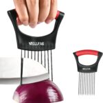 【2 PCS】Onion Slicer Holder – Onion Holder for Slicing, Vegetable Chopper & Cutter Tool for Potato, Lemon, Tomatoes, Stainless Steel Kitchen Gadget with Guide Rack, Meat Prep & Food Essentials.