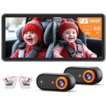 BM5PRO 7.2″ 1080P HD Baby Car Camera for 2 Kids, Split Screen with IR Night Vision, Easy to Install & Adjust Brightness, Dual Car Camera Baby Monitor for Rear Seat Safety