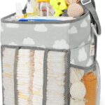 Maliton Hanging Diaper Caddy Organizer – Diaper Stacker for Changing Table, Crib, Playard or Wall & Nursery Organization Baby Shower Gifts for Newborn (Gray Cloud)