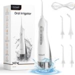 Water Flosser Cordless, Mornwell Water Flossers for Teeth – 300ML Tank and 4 Jet Tips, 3 Modes Portable Dental Oral Irrigator, Braces Care, Rechargeable Waterproof Portable Water Flosser, White