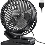 GEHEN Clip-On Fan with Sturdy Clamp, USB-Powered Fan 3-Speed, Ultra-Quiet Operation Ideal for Bedroom, Office, & Stroller