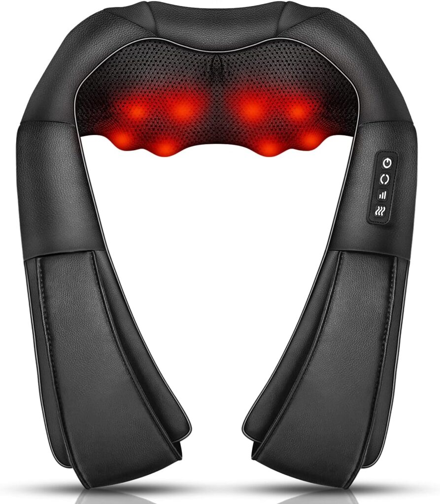 Neck Massager with Heat, Shiatsu Massager for Neck, Back, Shoulder, Foot and Leg, Deep Tissue 3D Kneading Massage for Relax Muscles at Home and Offie,Back Massagers for Women and Men
