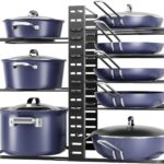 ORDORA Pots and Pans Organizer under Cabinet 14.55 Height, Adjustable 8-Tier Pot Organizers inside Cabinet, Kitchen Organizers and Storage Fit 6-11 inch Lightweight Cookware