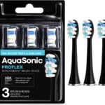 AquaSonic Proflex Replacement Brush Heads | ADA Accepted | for Whiter Teeth & Gum Care | Compatible with Many AquaSonic Toothbrush Handles (3 Pack Black)
