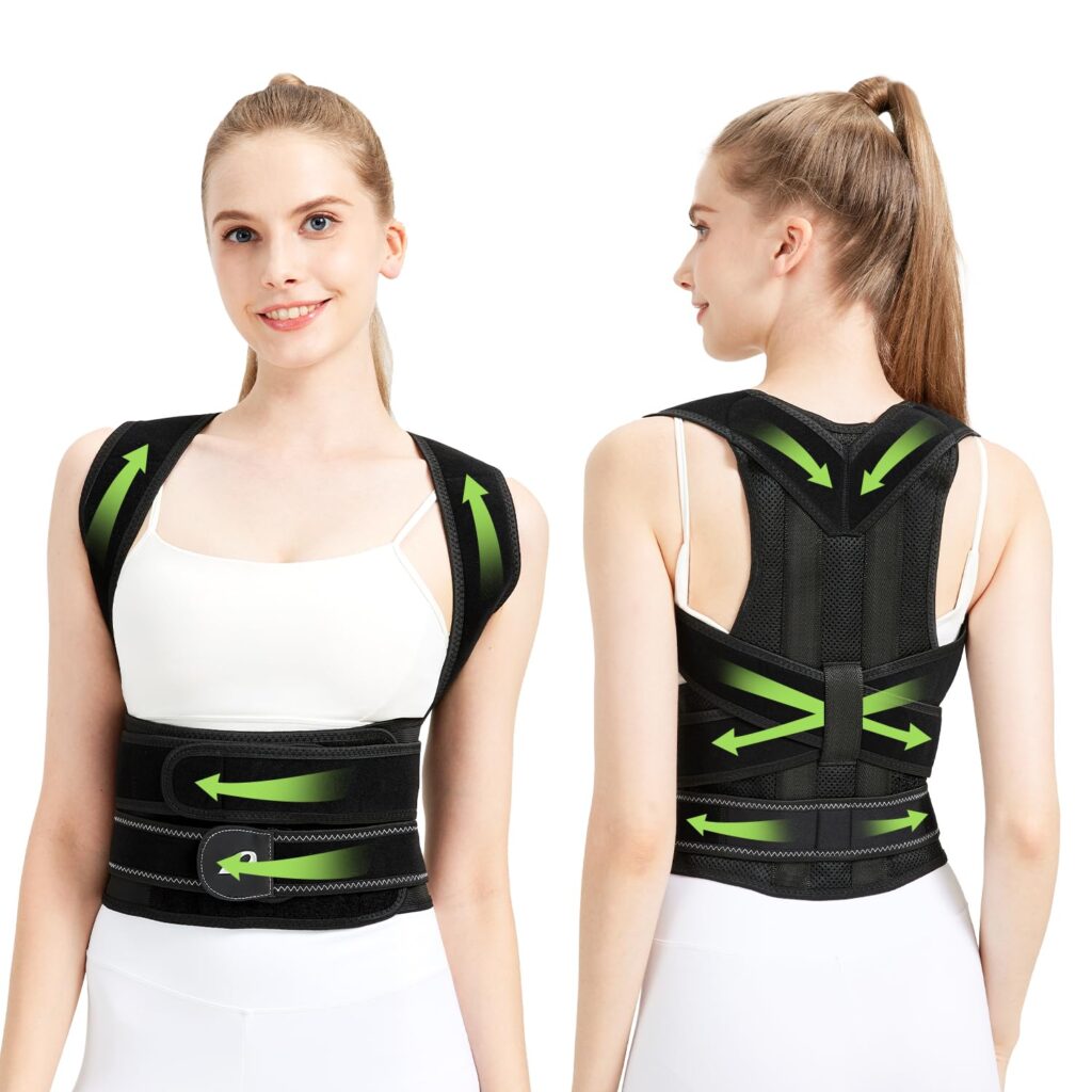Posture Corrector Back Brace for Women and Men Adjustable Full Back Support Shoulder Straightener Braces, Upper & Lower Back Pain Relief – Scoliosis/Hunchback/Hump/Thoracic/Spine Corrector