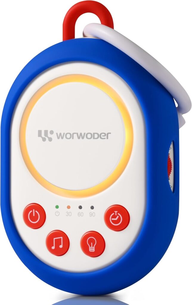 2025 Mom’s Choice Awards | White Noise Sound Machine Baby with Night Light, 20 Soothing Sounds, 22 Hours Battery Life, Travel, Registry Gift, Shower, Clips on Baby Stroller (Blue)