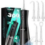 Portable Water Flosser for Teeth Pick – Cordless Electric Oral Irrigator for Adults & Sensitive Gums 300ML Braces Cleaning 5 Jet Tips, IPX7 Waterproof for Travel, Rechargeable BPA-Free 4 Modes