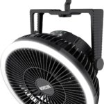 MORECORE Portable Camping Fan with LED Lantern, 24HRS Running 8inch Rechargeable Tent Fan, Powerful 3-Speed 180° Rotate with Hook, Quiet for Outdoor RV Travel Fishing Hurricane Emergency Power Outage
