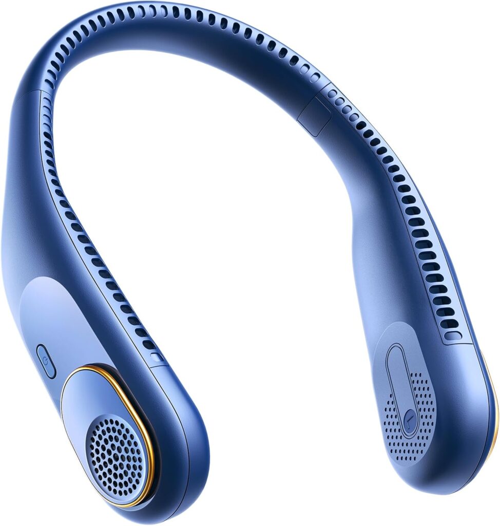 SWEETFULL Portable Neck Fan 360° Cooling Bladeless Personal Fan | No Hair Twisting – 4000mAh USB Rechargeable Wearable Fan for Travel, Birthday Gifts for Men, Women, Mom, and Dad