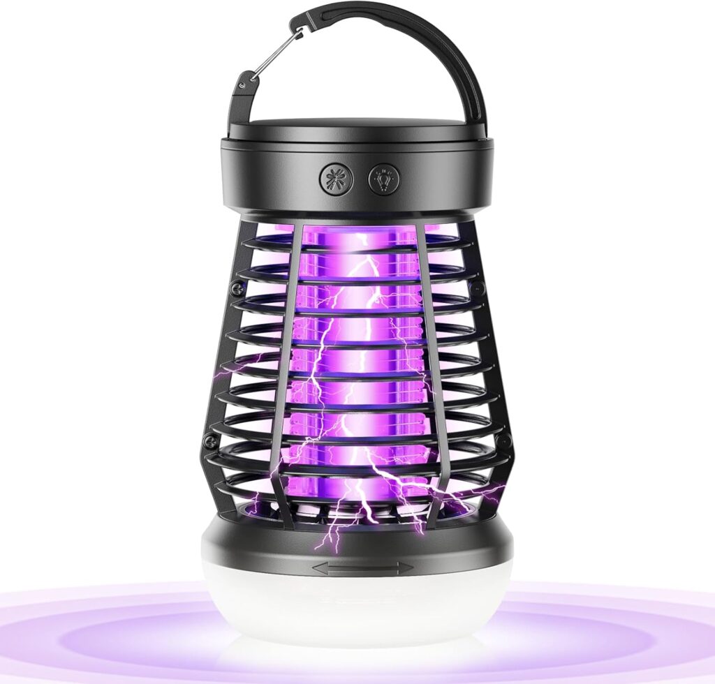 Minimoon Portable Bug Zapper 3-in-1 Outdoor Rechargeable Wireless Mosquito Killer – 2000mAh Compact Bug Zapper with Light, Small Fly Insects Lamp Trap for Outdoor Adventures, Garden, Yard, Campsite
