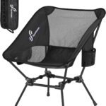 Sportneer Camping Chairs, Lightweight Outdoor Chairs with 2 Side Pockets & Storage Bag, Foldable & Portable Lawn Chairs for Camping Hiking Lawn Picnic Beach Outdoor Travel (1, Black)