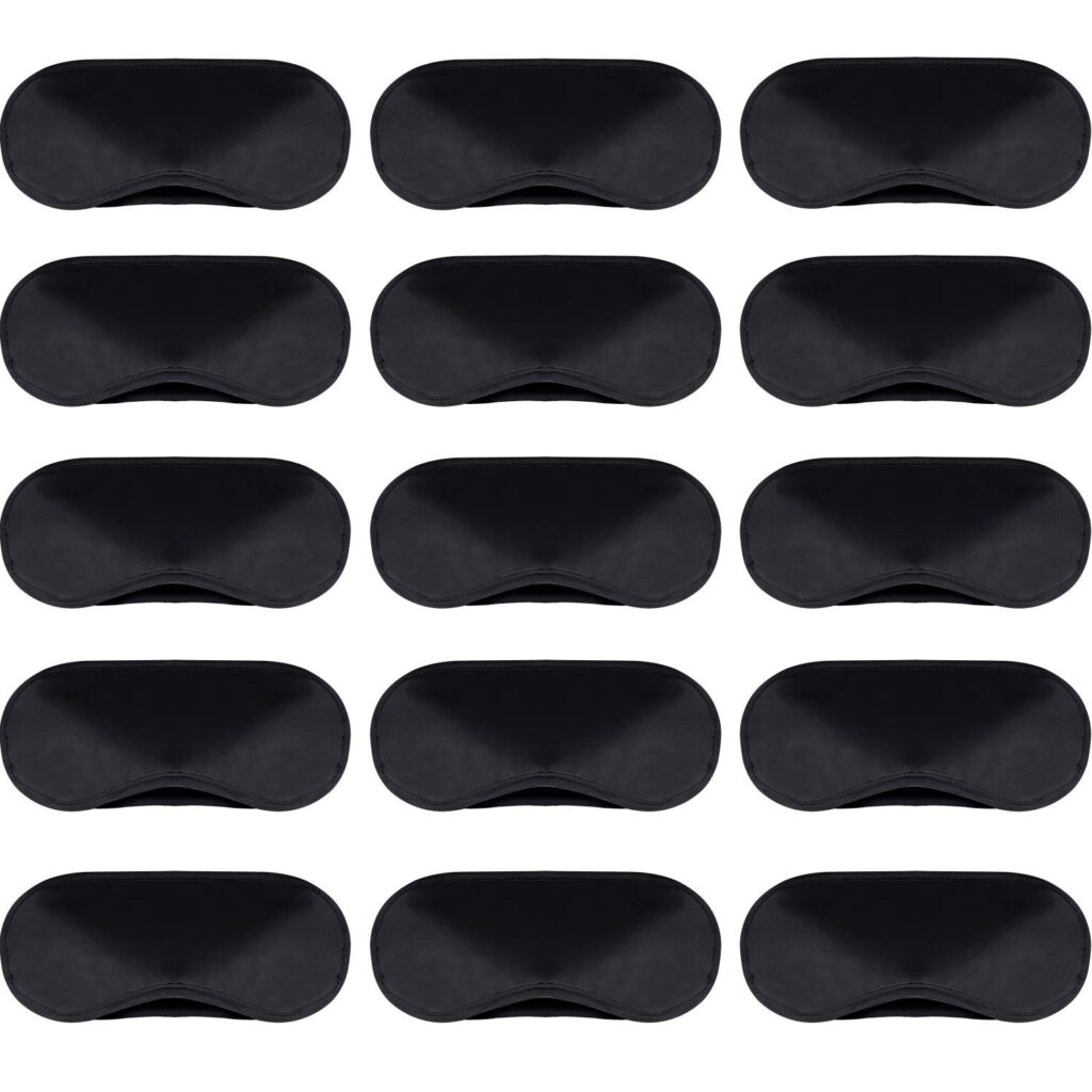 Mudder 12 Pack Sleep Mask Blindfold Eye Masks with Nose Pad and Elastic Straps for Women Men Black