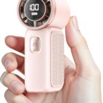 Portable Handheld Mini Fan, 6 Gear Wind, Hand Small Travel Personal Held Fans, Rechargeable Turbo Fan, Gifts for Women Men, for Camping Vacation Outdoor (pink)
