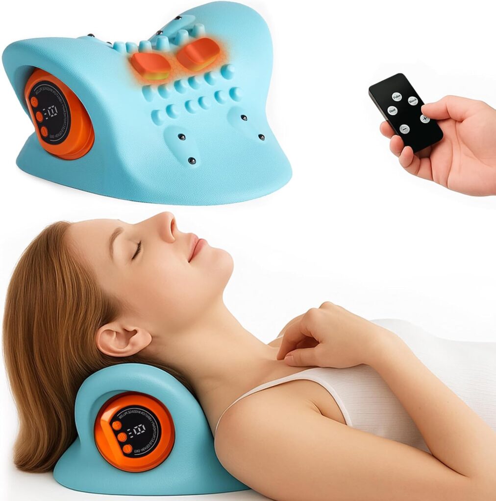 Neck Massager 2025, Neck Massager Pillow with Heat for Pain Relief, Boost Circulation,and Restore Natural Alignment, 3-in-1 Cervical Traction Device Hump Corrector,for Home Use,9 Modes