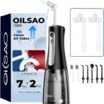Cordless Water Flosser for Teeth Cleaning Pick, U-Shaped Flossing Head for 360° Deep Clean, 5 Modes & 9 Jet Tips, IPX7 Waterproof, Rechargeable & Portable Oral Irrigator for Travel, 350ML Large Tank