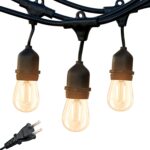 Brightech Ambience Pro – Waterproof LED Outdoor String Lights – 7 Hanging, Dimmable 2W Vintage Edison Bulbs – 24 Ft Commercial Grade Patio Lights Create Cafe Ambience in Your Backyard