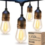 addlon LED Outdoor String Lights 48FT with Edison Vintage Shatterproof Bulbs and Commercial Grade Weatherproof Strand – ETL Listed Decorative Lights for Patio Garden