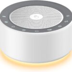 Kipcush White Noise Sound Machine with Nursery Lamp, Mood Lighting, 7 Colour Night Light, 30 Soothing Sounds for Baby/Adult. Timer, Plug in, Memory Function, Touch Control