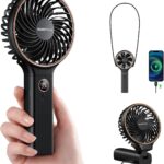 SWEETFULL Handheld Portable Fan, 5000mAh Rechargeable Battery, 6 Speed Wind, LED Digital Display, Foldable Electric Personal Mini Travel Fan with Backup Power, Summer Essentials Gifts for Women Girl