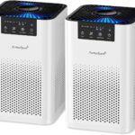 AromaRoom Air Purifiers for Bedroom, Hepa Air Purifiers for Home Pet Pee Smell with Aromatherapy, Quiet 360° Airflow Air Cleaner 3-in-1 Filter for Office, Dorm, Apartment, Kitchen, AP102-White, 2Packs