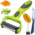 GANNK Potato Apple Vegetable Peelers for Kitchen, I and Y Peelers for Fruit Veggie Potatoes Carrot Cucumber, 3 in 1 Blade Spin Design With Julienne Function