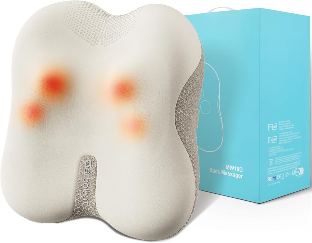 arboleaf Back Massager for Pain Relief Deep Tissue, Shiatsu Neck Shoulder Massager with Heat, Cordless Portable for Chair Car Office Home